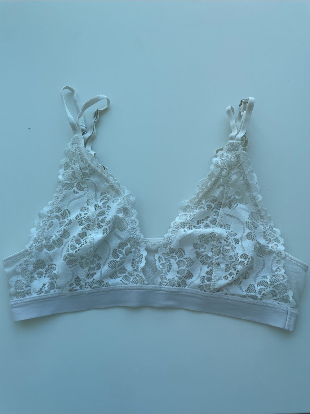 aerie Ivory Floral Lace Triangle Bralette